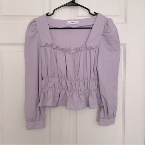 Mango Lilac Ruffle Blouse